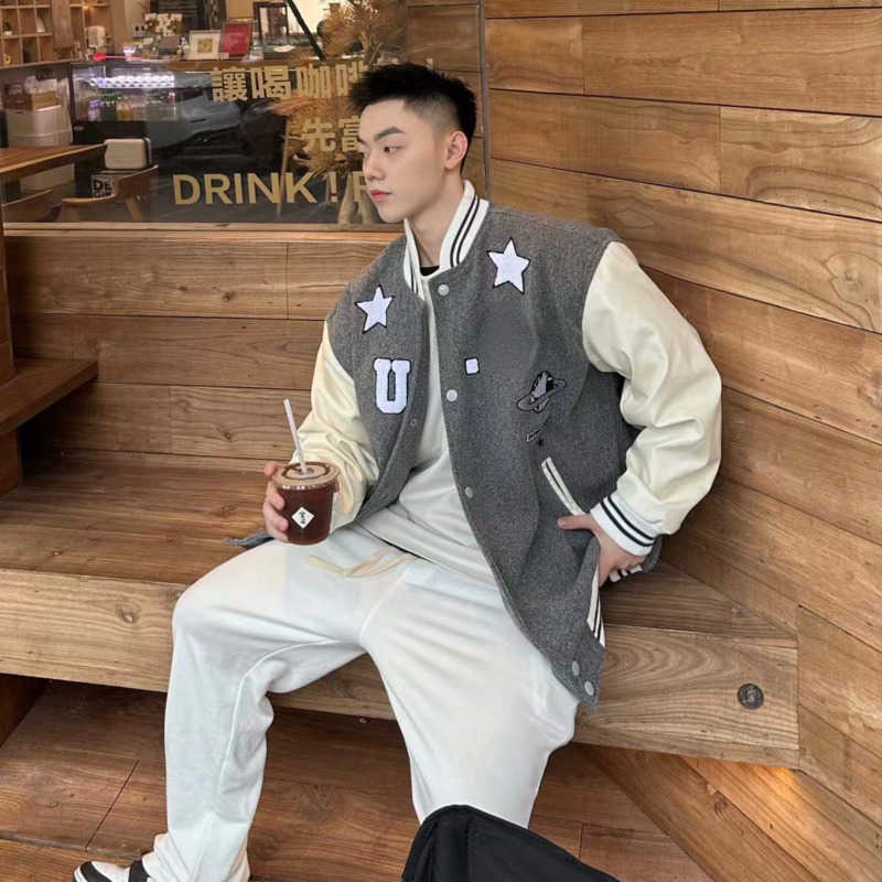 Bb designer jacket bur 3d embroidered baseball jackets men women loose casual cardigan coat american hip-hop wool coats, Gray
Bb designer jacket bur 3d embroidered baseball jackets men women loose casual cardigan coat american hip-hop wool coats, Gray