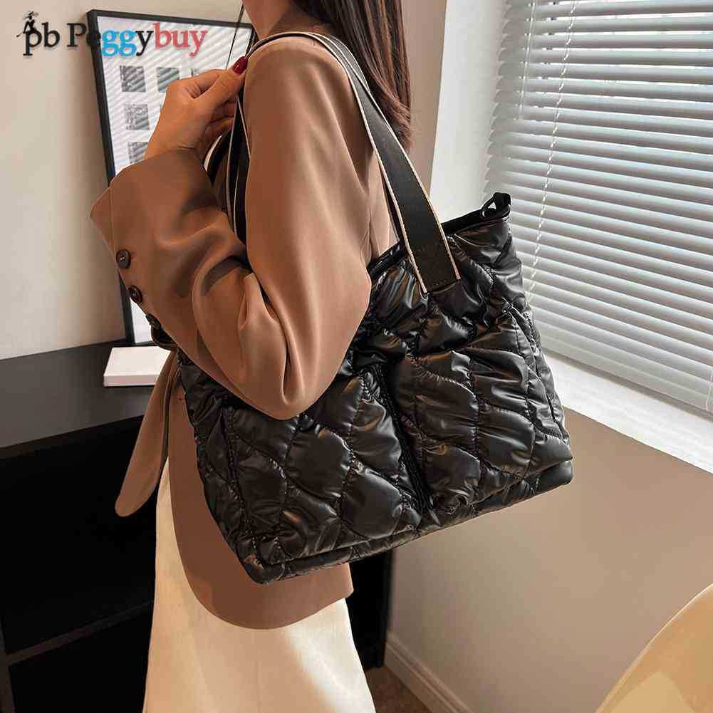 Evening Bags Fashion Women Winter Handbag Large Space Pad Cotton Crossbody Bag Female Pure Color Waterproof Quilted Large Lady Crossbody Bag T221022