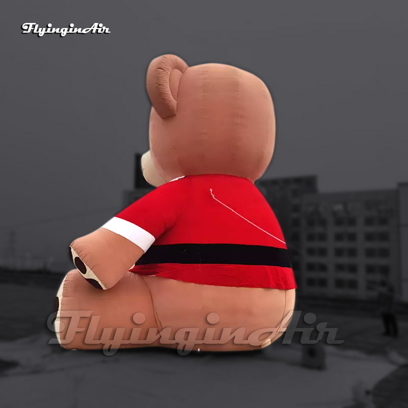 Outdoor Large Brown Inflatable Teddy Bear Doll Model Air Blow Up Christmas Cartoon Animal Mascot Balloon With Red Hat And Costume For Park Decoration