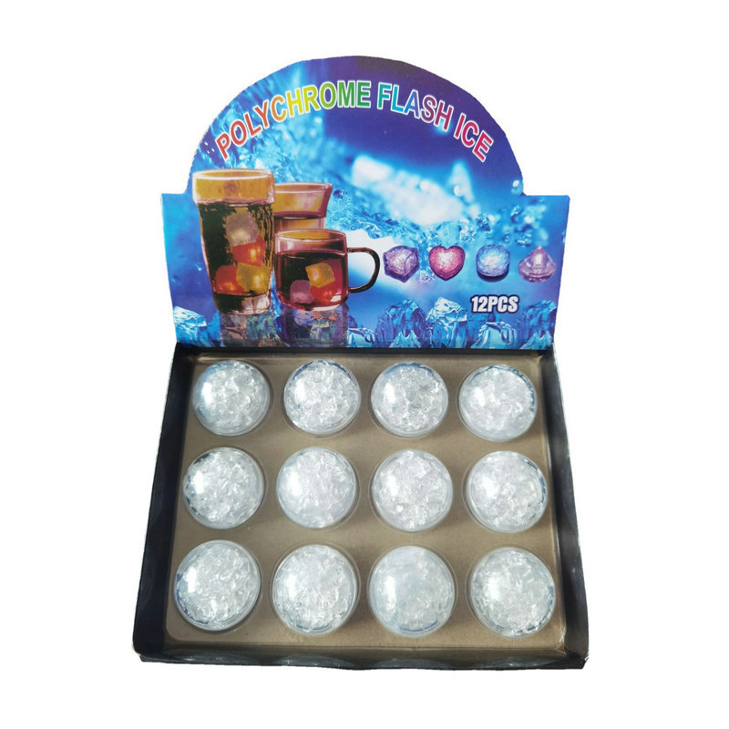 12pcs Pack Multicolor Flashing Novelty LED Night Lights Waterproof Square Ice Cubes Light AG3 Battery for Bar Club Drinking Party Wine Wedding Decorat