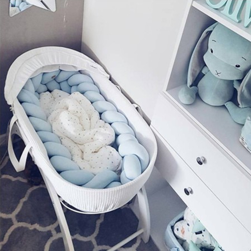 Bed Rails 1M2M3M4M Bumper Baby Crib Cot Protector Infant Bedding Set For Boy Girl Braid Knot Pillow Cushion Room Decor 221024