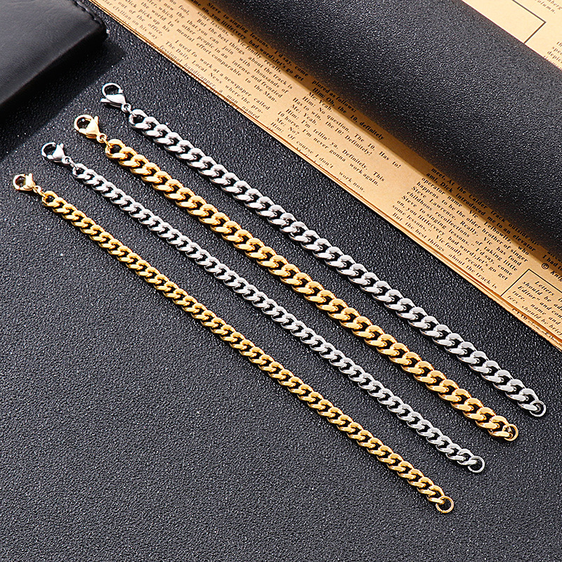 Hip Hop Stainless Steel Cuban Chain Necklace Simple 18K Real Gold Plated Jewelry No Fade