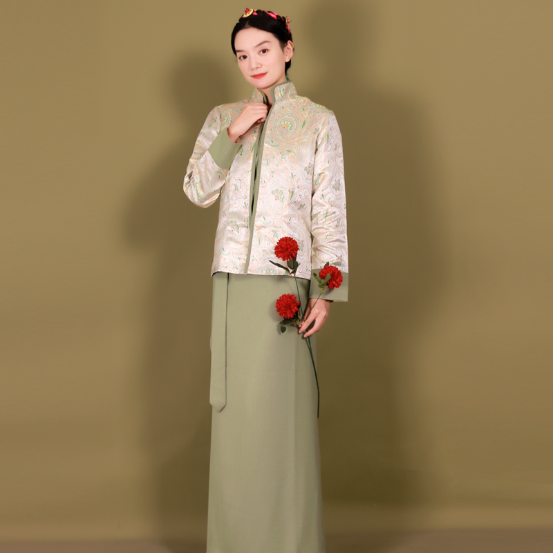 Asian ethnic clothing vintage dress elegant Tibetan robe Traditional Women Oriental Vestido antique pattern costume