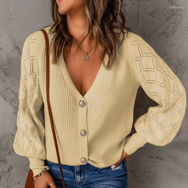 Women' Knits Women' Fashion V-neck Single Breasted Ladies Cardigan Elegant Solid Rhombus Puff Sleeve Knitted Jacket Autumn Sweater, 08 black
Women' Knits Women' Fashion V-neck Single Breasted Ladies Cardigan Elegant Solid Rhombus Puff Sleeve Knitted Jacket Autumn Sweater, 08 black