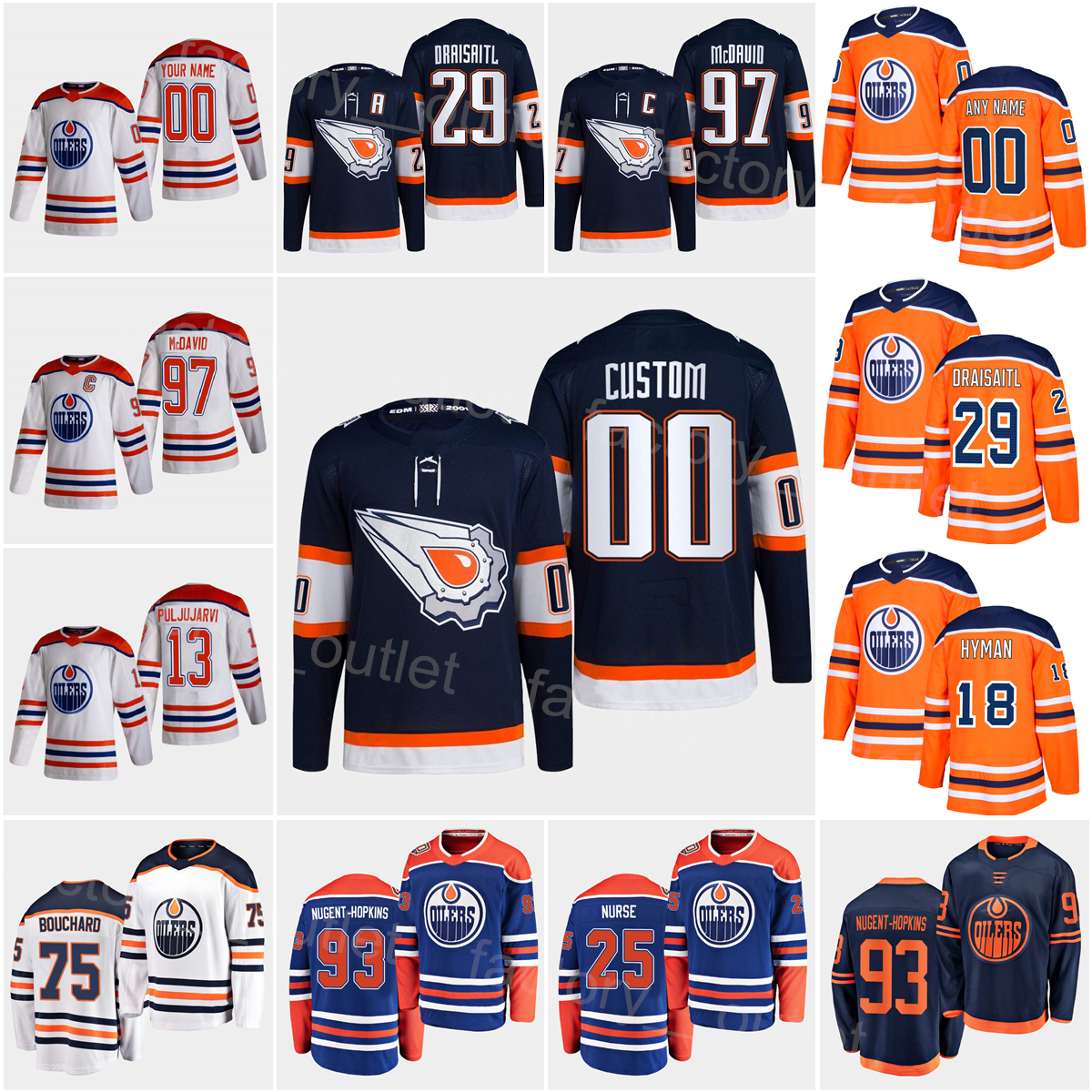 2023 Reverse Retro Edmonton Hockey Oiler 93 Ryan Nugent-Hopkins Jerseys 29 Leon Draisaitl 97 Connor McDavid Zach Hyman Evan Bouchard Jesse Puljujarvi Darnell Nurse, White
2023 Reverse Retro Edmonton Hockey Oiler 93 Ryan Nugent-Hopkins Jerseys 29 Leon Draisaitl 97 Connor McDavid Zach Hyman Evan Bouchard Jesse Puljujarvi Darnell Nurse, White