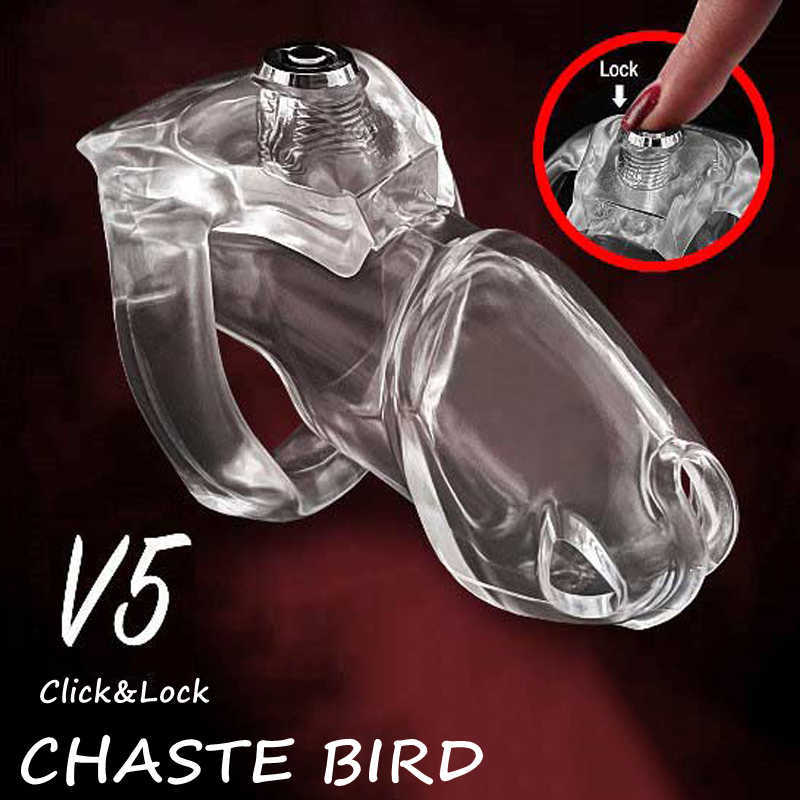 Electric massagers Sex toys masager 2022 New HT-V5 Click Lock Padlock Male Chastity Device Set Cock Cage Penis Ring Bondage Belt Fetish Adult Toy