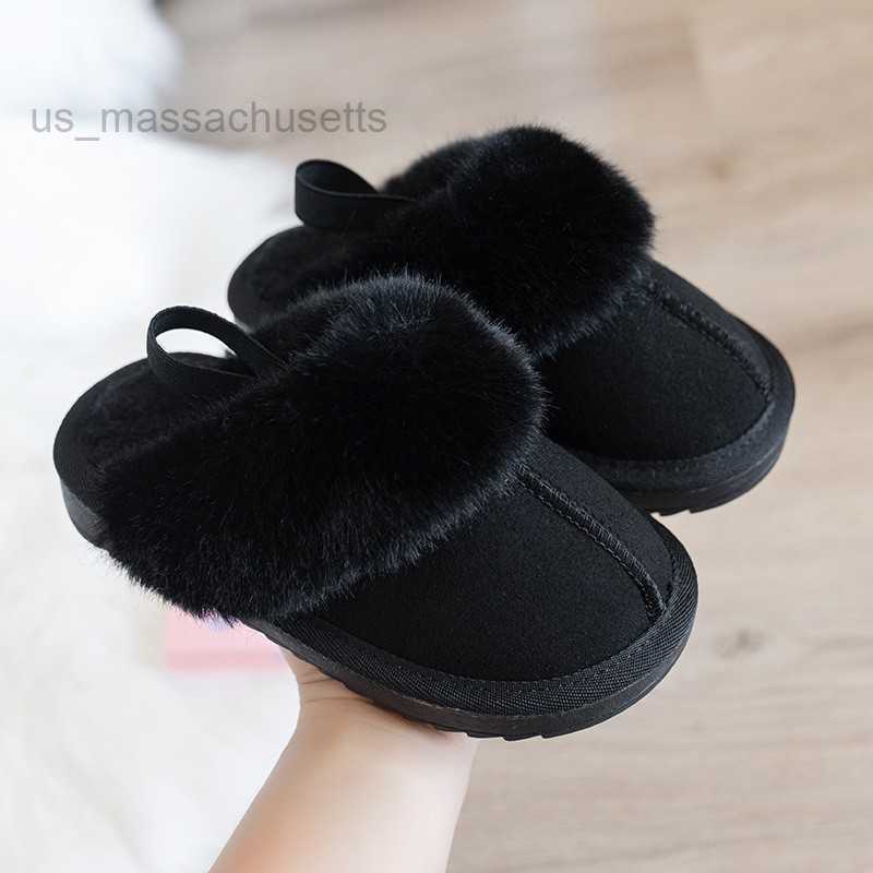 Slipper 2022 Winter New Children's Korean Wool Shoes Fashion Versatile Dragons Girls Wear Casual Cotton Baby L221025