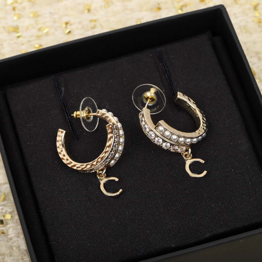 2022 Luxury quality half round charm drop earring with nature shell beads in 18k gold plated have box stamp PS3436A