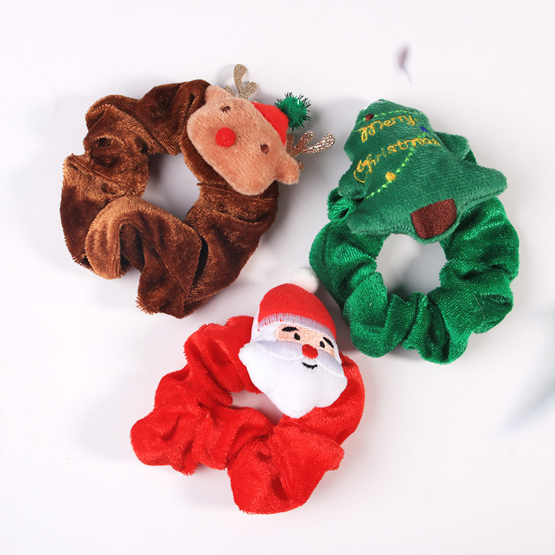 Baby Headbands Christmas Headdress Simple Lovely Cartoon Flannel Large Intestine Hair Circle Santa Claus Elk Tree Hair Ornaments Tie Head Rope Kids Ac