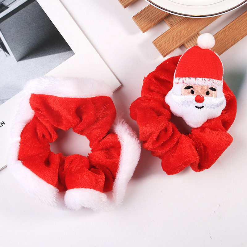 Baby Headbands Christmas Headdress Simple Lovely Cartoon Flannel Large Intestine Hair Circle Santa Claus Elk Tree Hair Ornaments Tie Head Rope Kids Ac