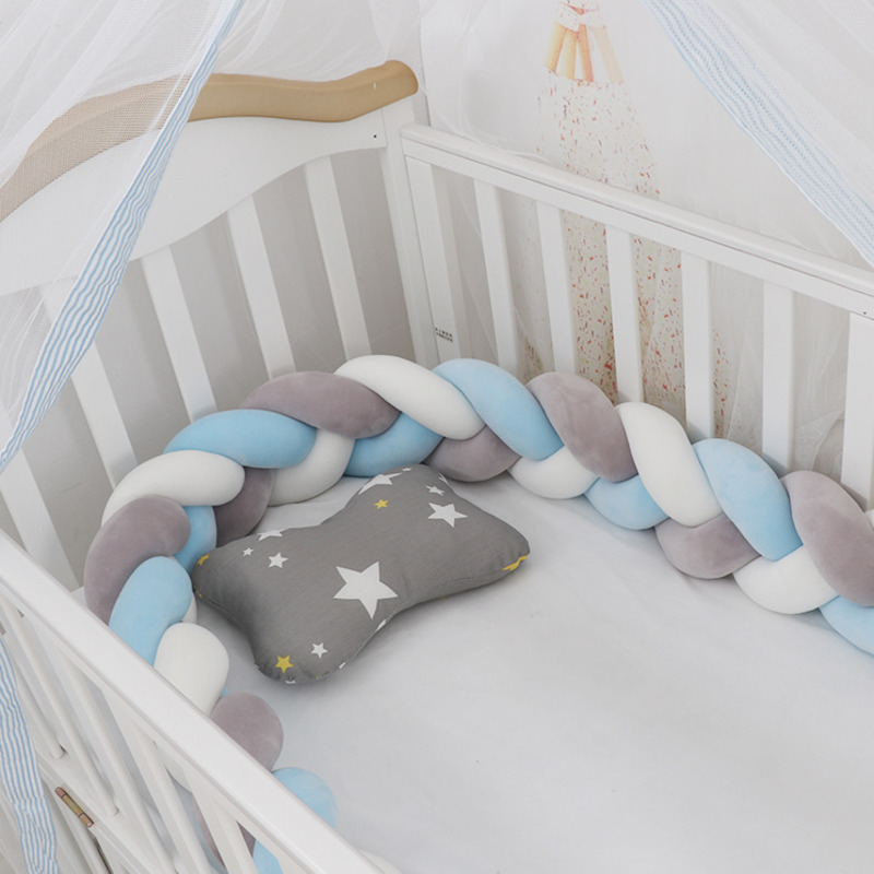 Bed Rails 1M2M3M4M Bumper Baby Crib Cot Protector Infant Bedding Set For Boy Girl Braid Knot Pillow Cushion Room Decor 221024