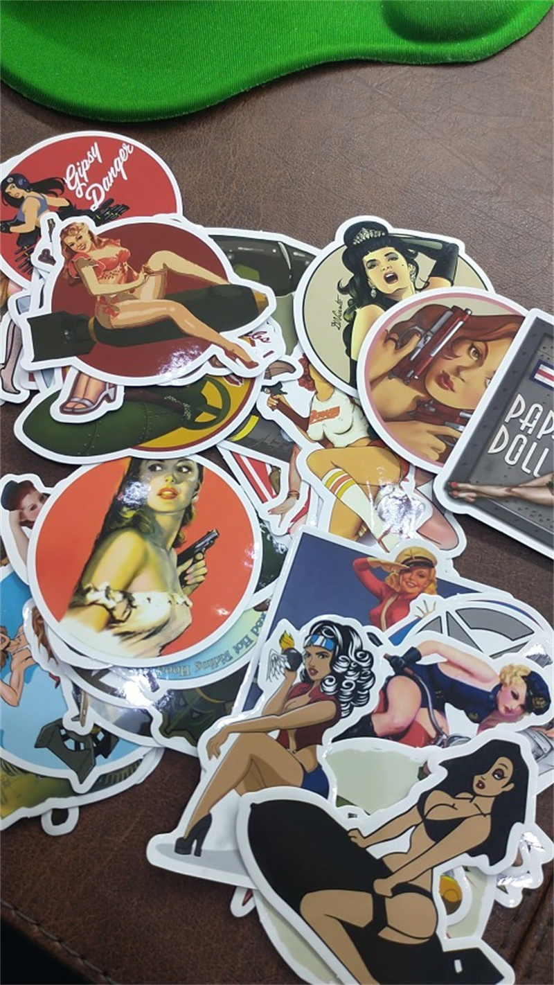 50PCS Mixed World War II Sexy Pin Up Girl Poster Stickers DIY Toys Car Phone Motorcycle Luggage Laptop Decal Sticker