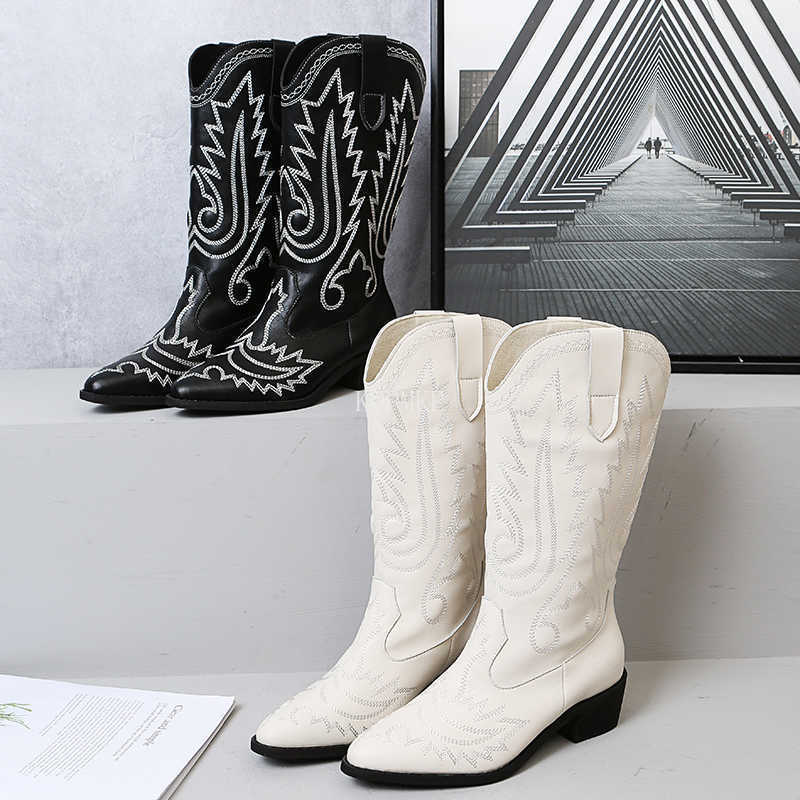 Boots Women Mid Calf Western Boots Cowboy Pointed Toe Knee High Pull on Boots Ladies 2022 Fashion Leather Embroidery Botas Mujer -43 T221010, Black
Boots Women Mid Calf Western Boots Cowboy Pointed Toe Knee High Pull on Boots Ladies 2022 Fashion Leather Embroidery Botas Mujer -43 T221010, Black