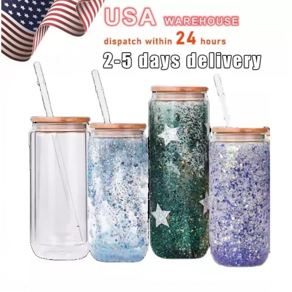 US warehouse Sublimation Glass Tumbler 12oz 16oz 20oz Double Sigle Wall Snow Globe Cup Blanks Bamboo Lid Beer Can Glass Mason Jar Mug With Plastic Straw GP1025, Clear
US warehouse Sublimation Glass Tumbler 12oz 16oz 20oz Double Sigle Wall Snow Globe Cup Blanks Bamboo Lid Beer Can Glass Mason Jar Mug With Plastic Straw GP1025, Clear