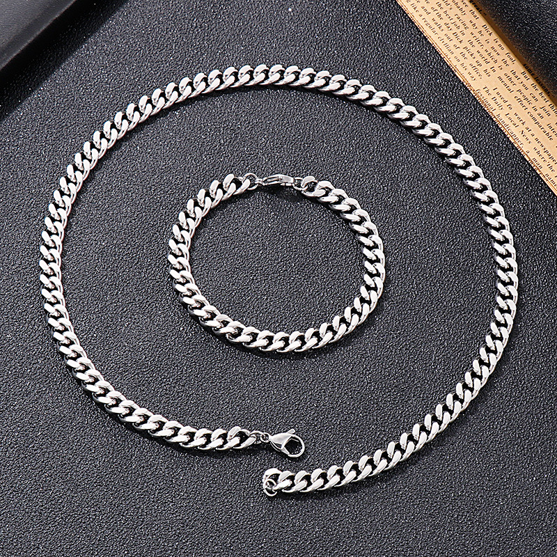 Hip Hop Stainless Steel Cuban Chain Necklace Simple 18K Real Gold Plated Jewelry No Fade