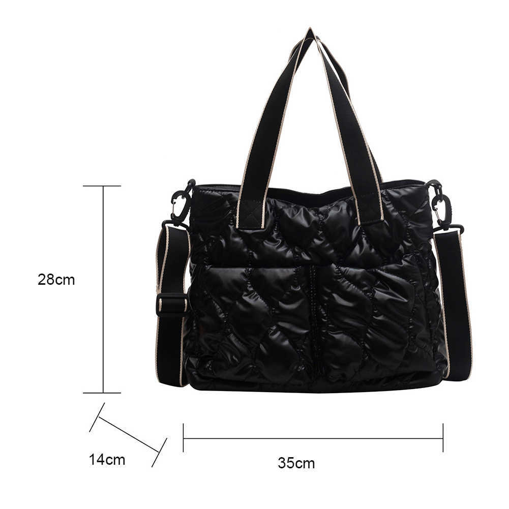 Evening Bags Fashion Women Winter Handbag Large Space Pad Cotton Crossbody Bag Female Pure Color Waterproof Quilted Large Lady Crossbody Bag T221022