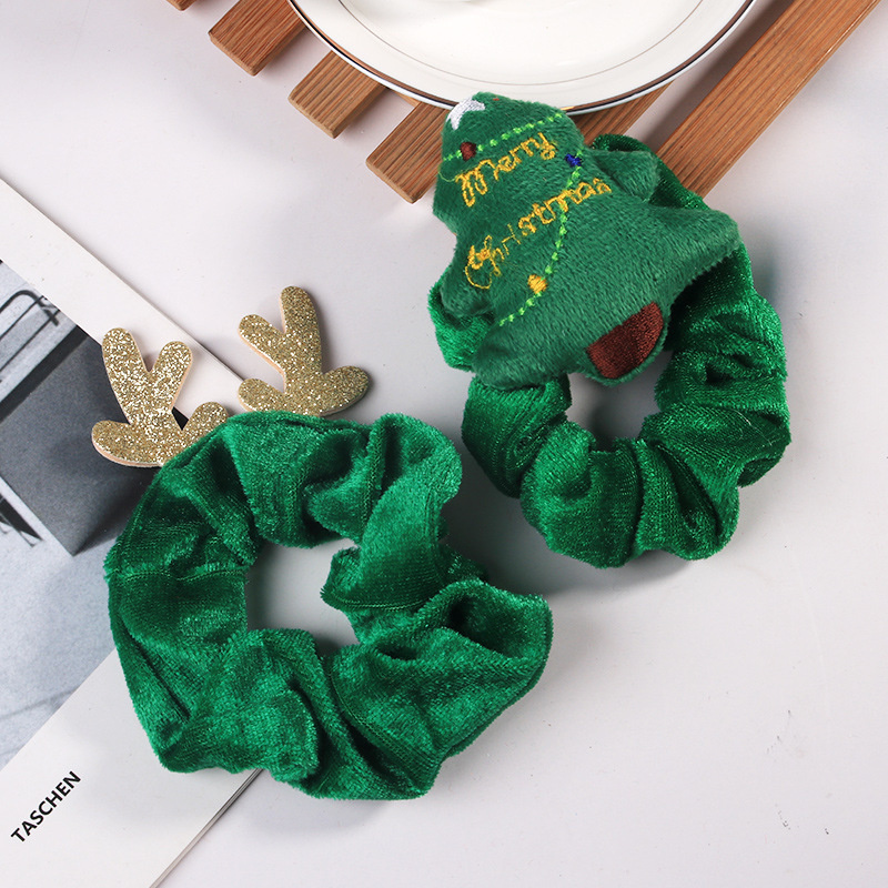 Baby Headbands Christmas Headdress Simple Lovely Cartoon Flannel Large Intestine Hair Circle Santa Claus Elk Tree Hair Ornaments Tie Head Rope Kids Ac