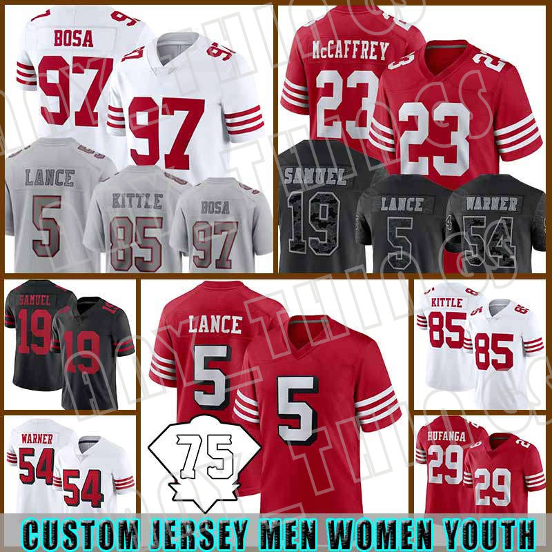 85 George Kittle 5 Trey Lance Football Jersey Nick Bosa Jerry Rice Deebo Samuel Fred Warner Christian McCaffrey Jimmy Garoppolo 49ers Talanoa Hufanga San Francisco, Custom men+patch(49ren)
85 George Kittle 5 Trey Lance Football Jersey Nick Bosa Jerry Rice Deebo Samuel Fred Warner Christian McCaffrey Jimmy Garoppolo 49ers Talanoa Hufanga San Francisco, Custom men+patch(49ren)