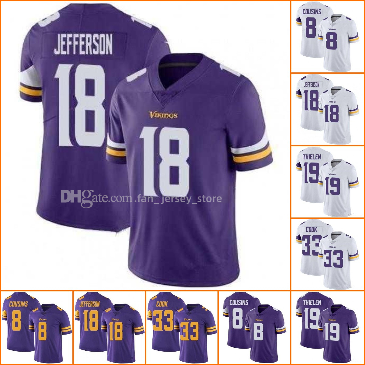 Football Jerseys Minnesota''Vikings''19 Adam Thielen 18 Justin Jefferson 33 Dalvin Cook, Color8
Football Jerseys Minnesota''Vikings''19 Adam Thielen 18 Justin Jefferson 33 Dalvin Cook, Color8