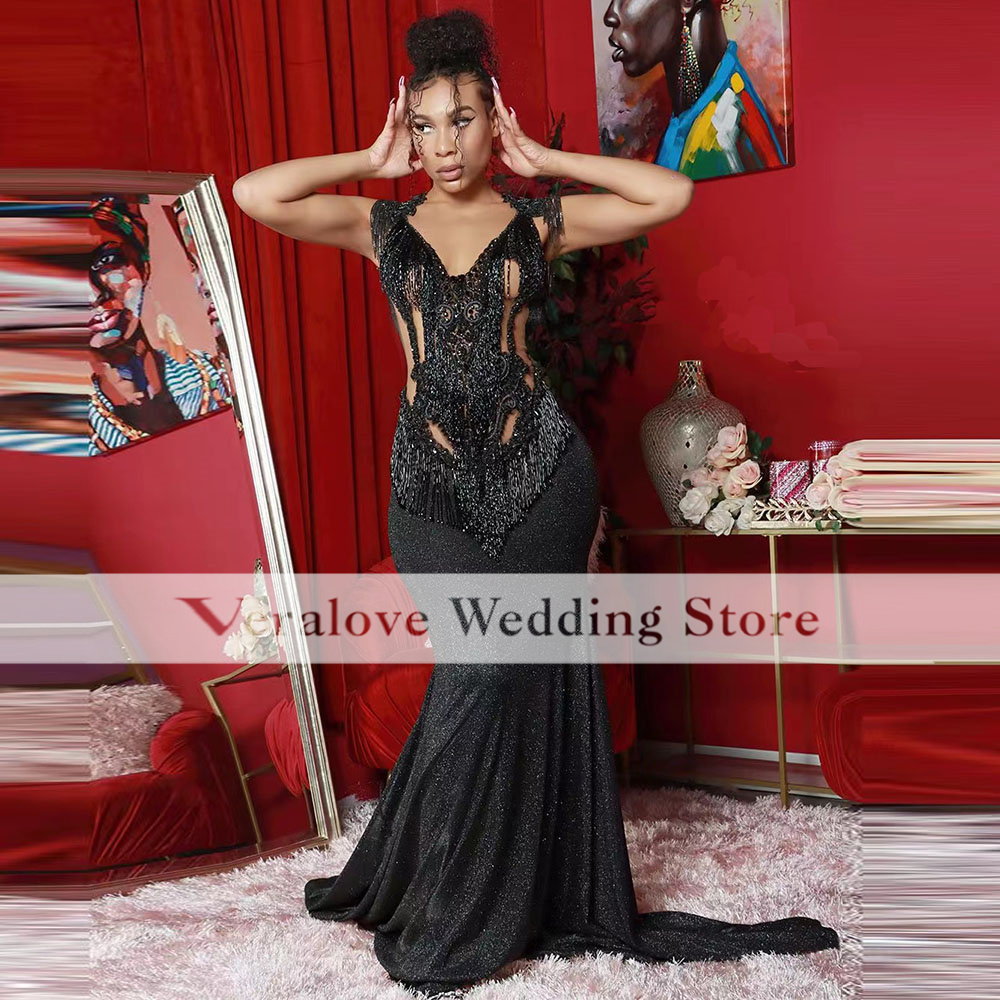 Sexy Prom Dress Mermaid 2022 Beads Crystal Formal Evening Wear for Celebrate Cocktail Night Wear vestidos de gala