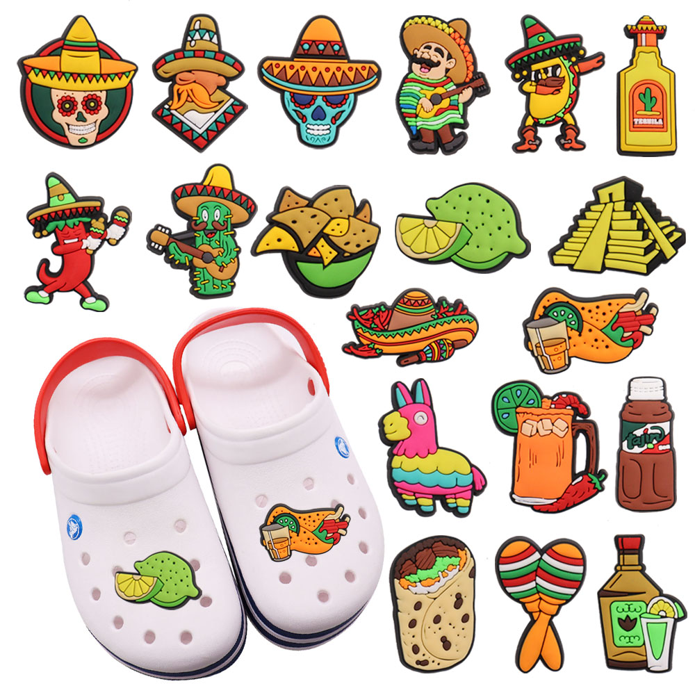 Wholesale 100Pcs PVC Mexican Styles Taco Burrito Sandals Shoe Decorations Kids Adult Croc Buckle For Charms Jibbitz Holiday Gift
Wholesale 100Pcs PVC Mexican Styles Taco Burrito Sandals Shoe Decorations Kids Adult Croc Buckle For Charms Jibbitz Holiday Gift