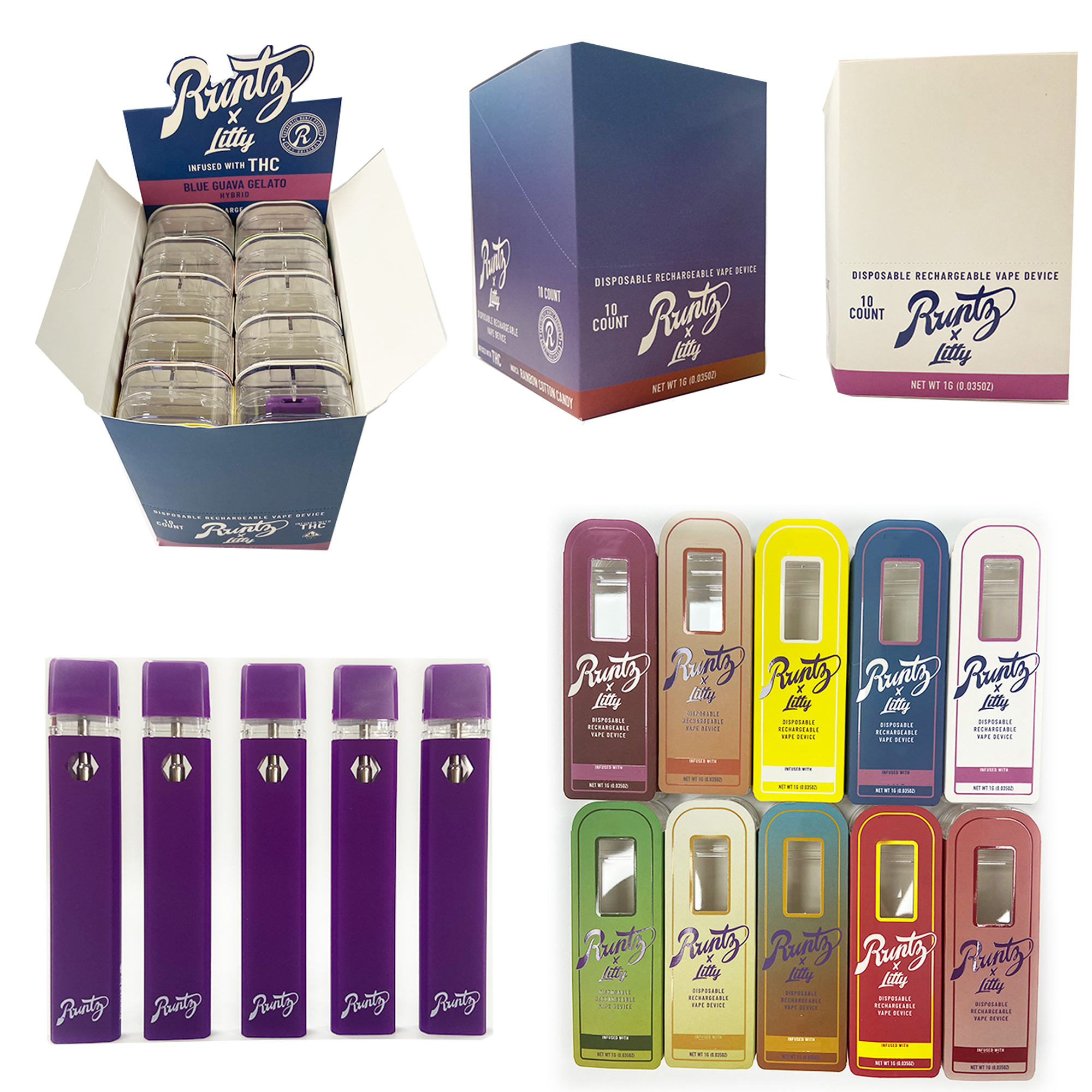 Electronic Cigarettes Runty x Litty Disposable vape pens 380mAh Rechargeable Battery Empty Vape Pen 1ml Vaporizer with Packing
Electronic Cigarettes Runty x Litty Disposable vape pens 380mAh Rechargeable Battery Empty Vape Pen 1ml Vaporizer with Packing