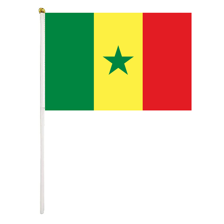 Senegal Hand Waving Flag 14X21CM Premium Polyester Mini Qatar World Cup Handheld Flag Banner With Plastic Flagpole
Senegal Hand Waving Flag 14X21CM Premium Polyester Mini Qatar World Cup Handheld Flag Banner With Plastic Flagpole