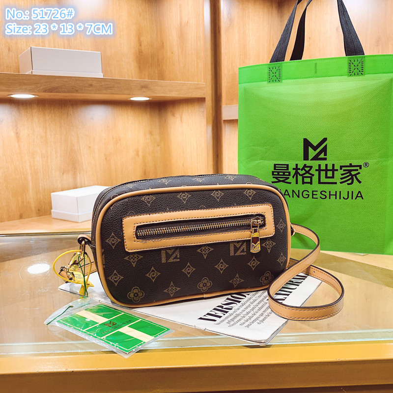 Wholesale factory ladies shoulder bag 2 color thickened printed leather mobile phone coin purse trend contrast color handbag simple wear-resistant fashion wallet