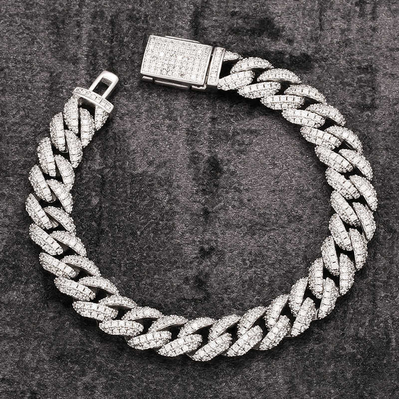 Necklaces 18 Inch 10mm Sterg Sier Setting Iced Out Moissanite Dia Hip Hop Cuban k Chain Miami Necklace Jewelry For213s