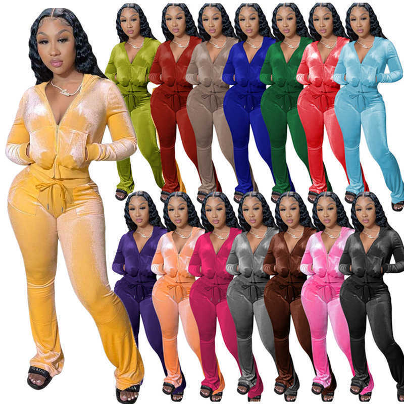 Designer Women Velour Tracksuits Hoodie Sport Two Piece Pant Set Velvet Sweatsuits Zipper Pocket Long Sleeve Jacket Bell Wid Leg Outfits, Yellow
Designer Women Velour Tracksuits Hoodie Sport Two Piece Pant Set Velvet Sweatsuits Zipper Pocket Long Sleeve Jacket Bell Wid Leg Outfits, Yellow
