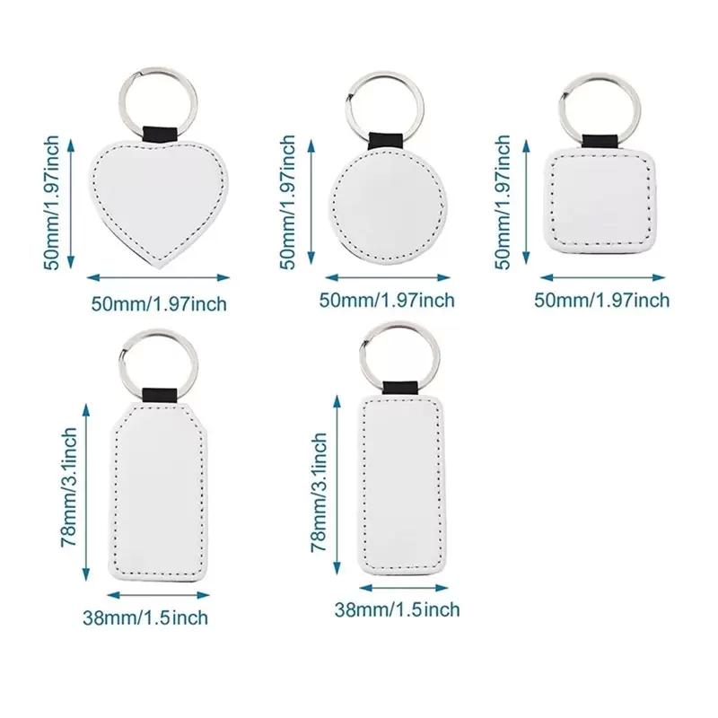 Sublimation Blan PU Leather Keychains for Heat Transfer Printing Christmas Keyring DIY Party Supplies FY3566