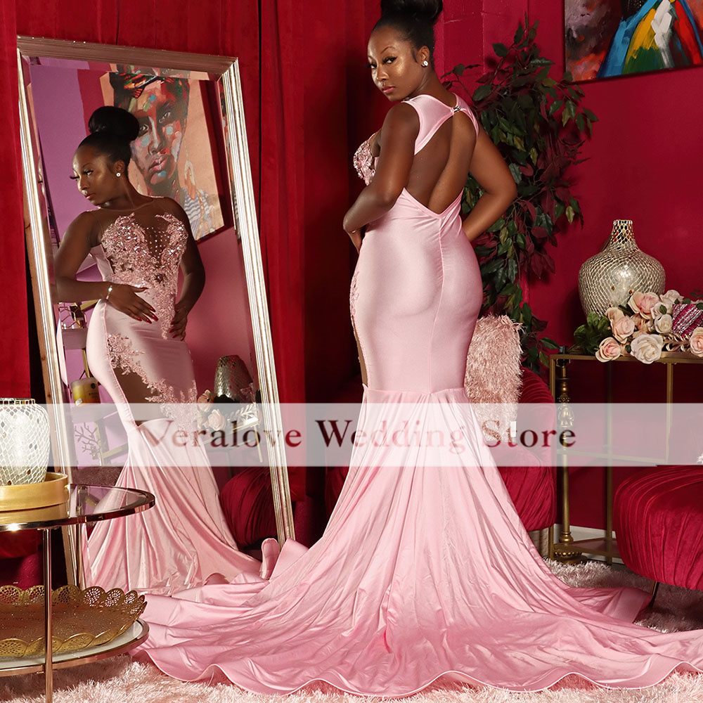 Sexy Celebrate Prom Dress Mermaid 2022 Beads Crystal Pink Formal Evening Night Wear vestidos de gala Party Gowns
