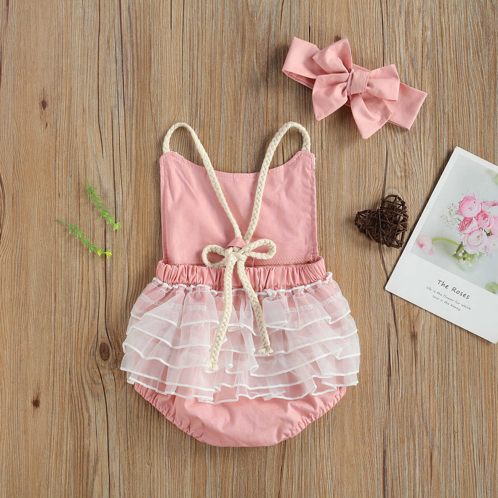 Rompers Baby Summer Clothes Newborn Girl Lace Cotton Sleeveless Romper Jumpsuit Flowers 2 Piece Outfits J220922