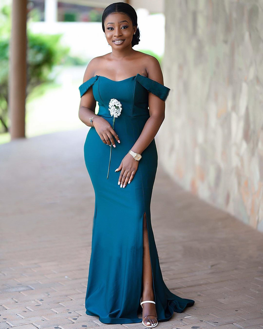 Mbcullyd Dark Green Mermaid Bridesmaid Dresses Long Sexy Side Slit Off Shoulder African Wedding Guest Party Gowns Gown Evening Prom Dress