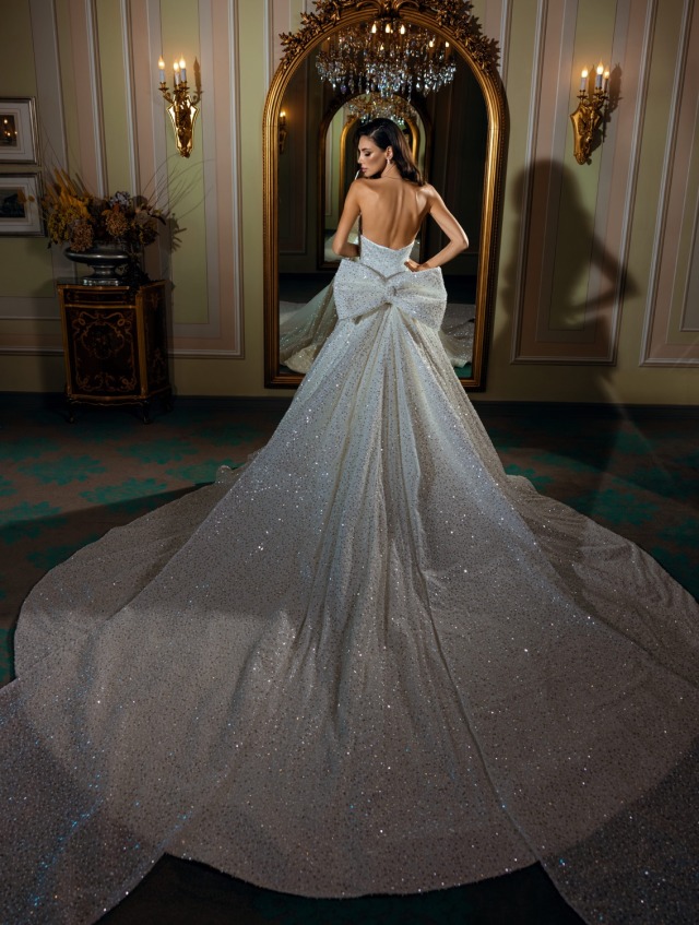 Sparkly Mermaid Wedding Dress Sexy Sweetheart Neck Saudi Arabic Wedding Dresses Big Bow Bridal vestidos de robe