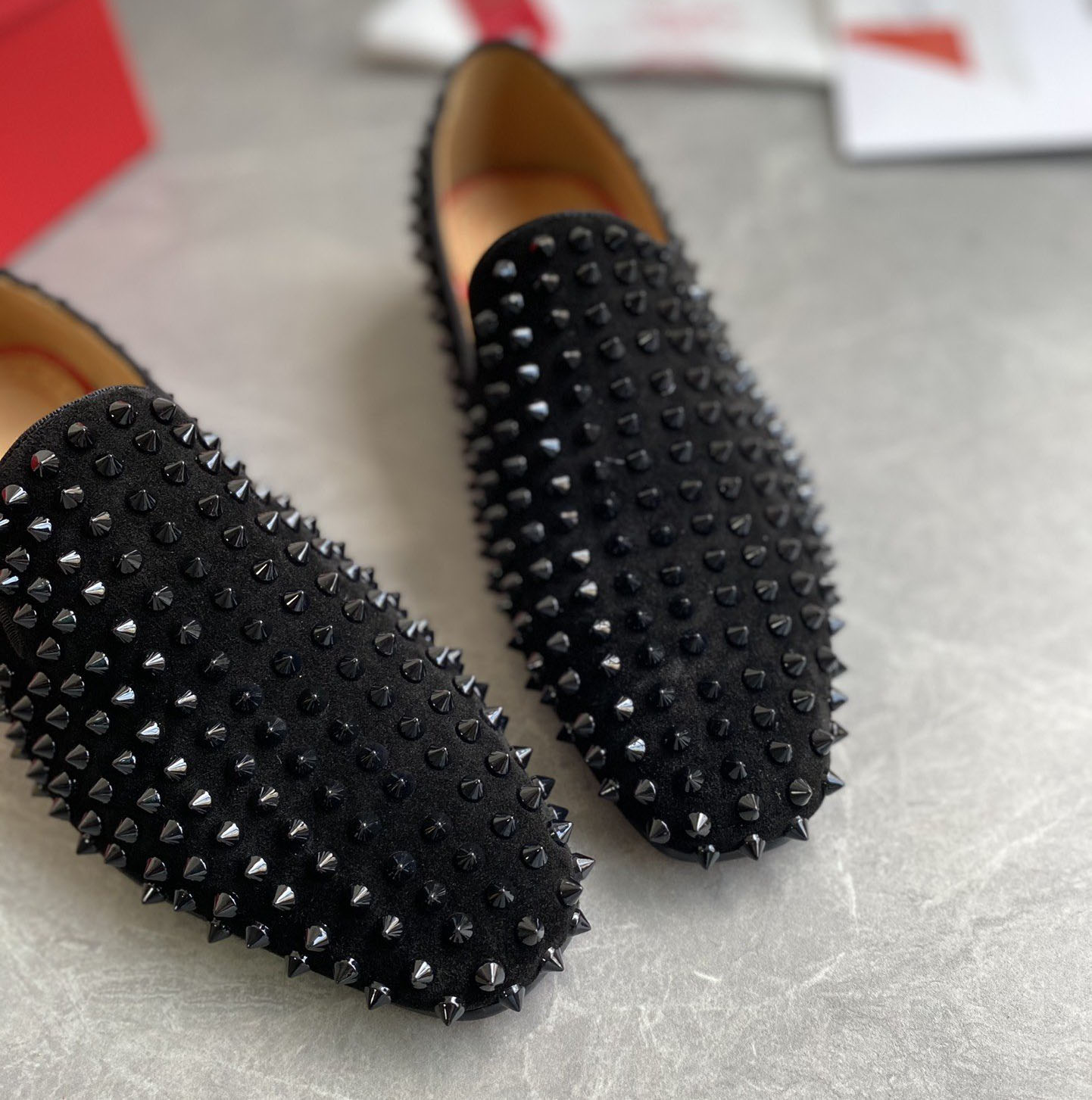 New Men Business Dress Shoes Designer Brand Black Suede Leather With Spikes Slip On Square Toe Wedding Oxfords Fashion Loafers 38-45 Flat Shoes, Black patchwork suede
New Men Business Dress Shoes Designer Brand Black Suede Leather With Spikes Slip On Square Toe Wedding Oxfords Fashion Loafers 38-45 Flat Shoes, Black patchwork suede