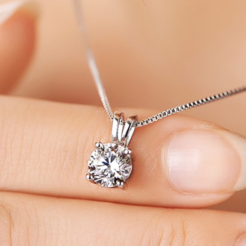 Choucong Brand Four Claw Pendant Luxury Jewelry 925 Sterling Silver Solitaire 5A Cubic Zircon CZ Diamond Gemstones Party Women Wedding Clavicle Neckla
