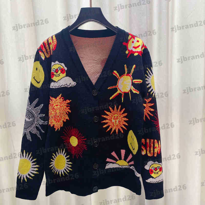 Designer Cardigan Womens Sweaters Luxury Stretch Sunflower Jacquard Cardigans Sweater Autumn V Neck Long Sleeves Women Knitting Tops Clothing 0912
Designer Cardigan Womens Sweaters Luxury Stretch Sunflower Jacquard Cardigans Sweater Autumn V Neck Long Sleeves Women Knitting Tops Clothing 0912