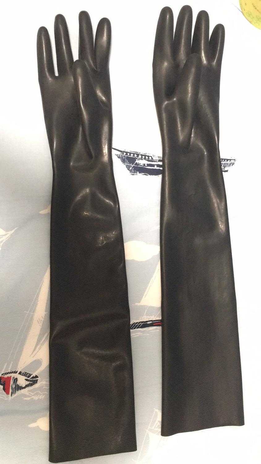 Fingerless Gloves Unisex Latex Rubber Black Moulded Shoulder Length unisex Long Fetish L221020