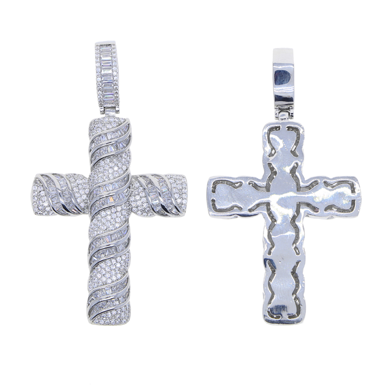 New styles silver cross pendant necklace with cz paved hip hop necklaces jewery with rope chain tennis chains for women men punk styes drop ship