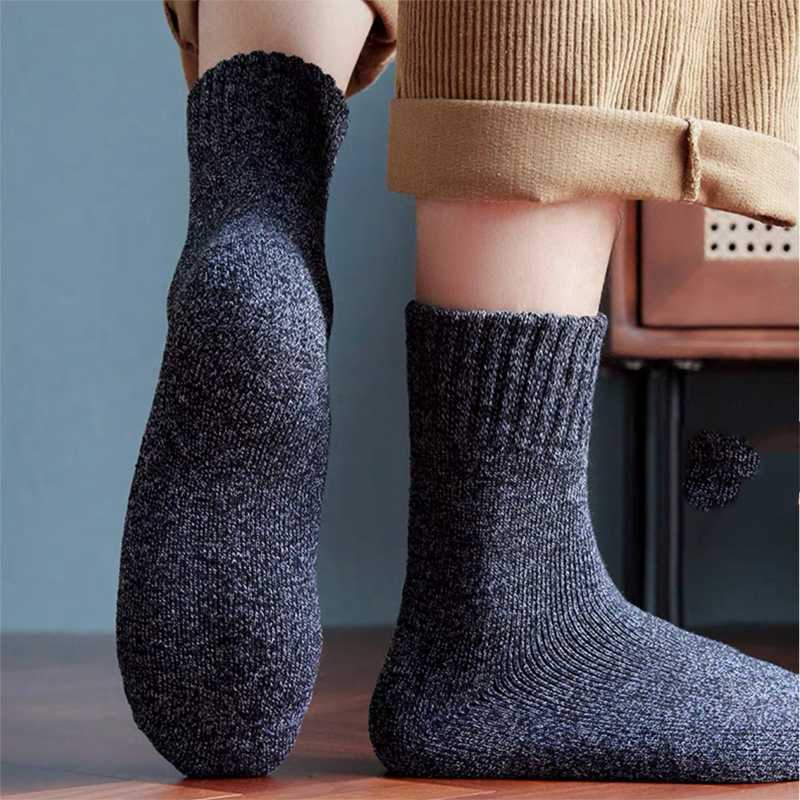 Sports Socks 1-5Pairs/Pack Winter Thick Wool Knitted Innner Flushing Soft Warm Sock Women Men Floor male Mid Tube Stocking Sox L221026
