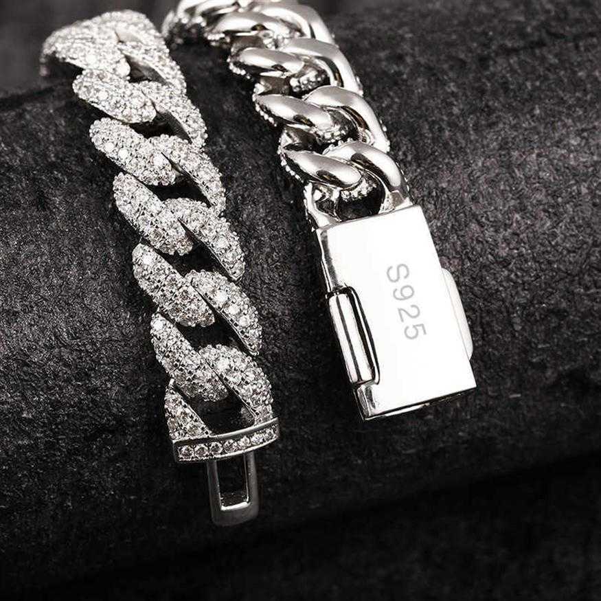 Necklaces 18 Inch 10mm Sterg Sier Setting Iced Out Moissanite Dia Hip Hop Cuban k Chain Miami Necklace Jewelry For213s