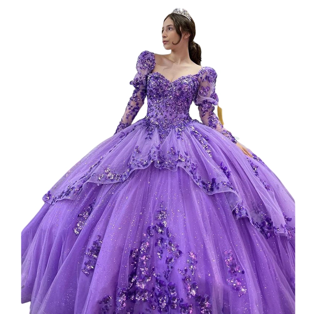 Lavender Purple Quinceanera Dresses Ball Gown Masquerade Princess Girl Beads Flowers Long Sweet 16 Prom Dresses for 15 Years