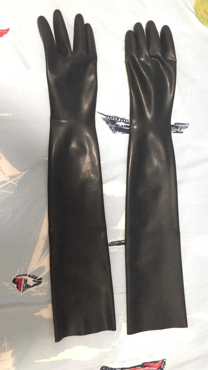 Fingerless Gloves Unisex Latex Rubber Black Moulded Shoulder Length unisex Long Fetish L221020