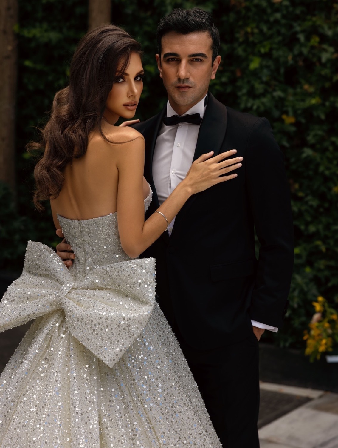 Sparkly Mermaid Wedding Dress Sexy Sweetheart Neck Saudi Arabic Wedding Dresses Big Bow Bridal vestidos de robe