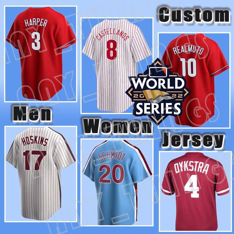 Philadelphia Custom Phillies Jersey 2022 World Series 20 Mike Schmidt 3 Bryce 10 JT Realmuto Harper 14 Pete Rose Baseball 22 McCutchen Aaron Nola Andrew Rhys Hoskins, Men custom cool base+patch(f c r)
Philadelphia Custom Phillies Jersey 2022 World Series 20 Mike Schmidt 3 Bryce 10 JT Realmuto Harper 14 Pete Rose Baseball 22 McCutchen Aaron Nola Andrew Rhys Hoskins, Men custom cool base+patch(f c r)