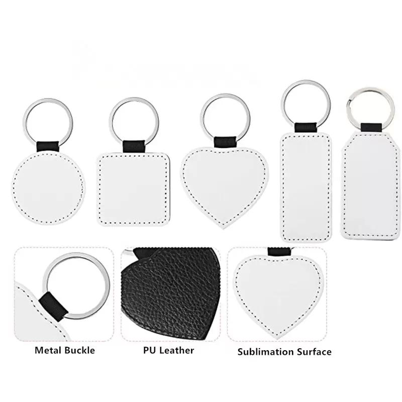 Sublimation Blan PU Leather Keychains for Heat Transfer Printing Christmas Keyring DIY Party Supplies FY3566