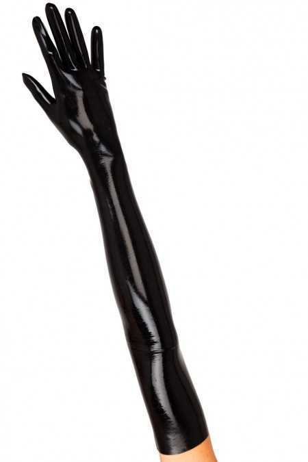 Fingerless Gloves Unisex Latex Rubber Black Moulded Shoulder Length unisex Long Fetish L221020