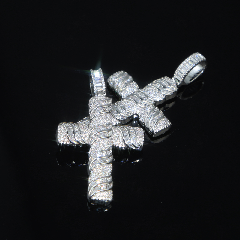 New styles silver cross pendant necklace with cz paved hip hop necklaces jewery with rope chain tennis chains for women men punk styes drop ship