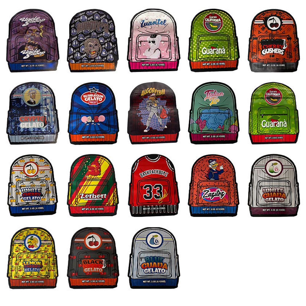 New Irregular Unique Backpack Shape Bag 3.5g Edibles Packaging Boyz Black Lemon Cherry Blue Guauana California Gelato Mylar Bags Plastic Case
New Irregular Unique Backpack Shape Bag 3.5g Edibles Packaging Boyz Black Lemon Cherry Blue Guauana California Gelato Mylar Bags Plastic Case